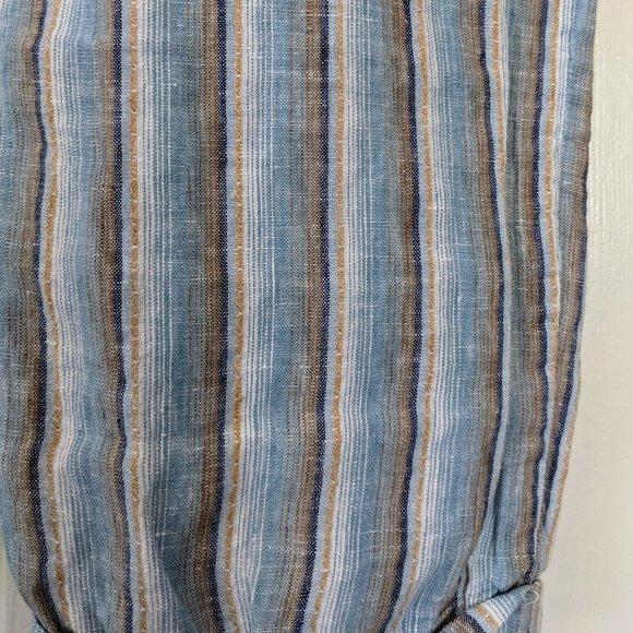 FAHERTY USA M Linen Pants 6 8 Fresh Blue Stripes Pockets and Pleats  ~NEW - Picture 7 of 12